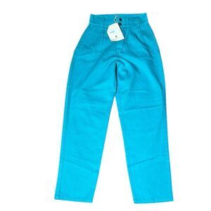 Lucy & yak women’s 26/4 Addison high waisted organic cotton twill trousers blue